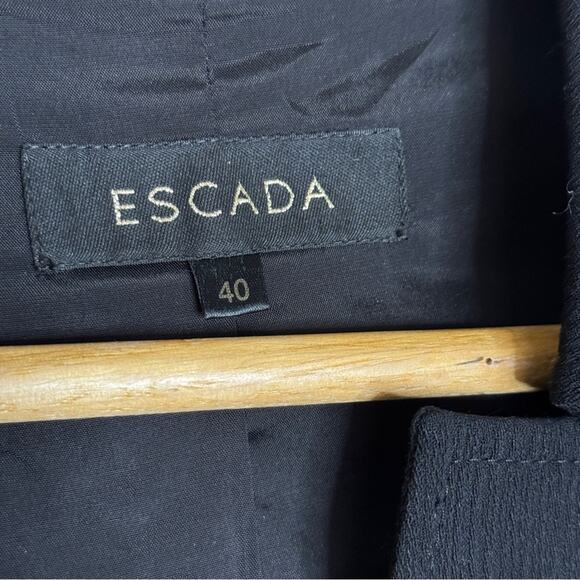 ESCADA Wool Black Blazer Skirt Suit Set Size 8/10 - Picture 11 of 14